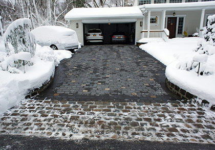 Heated concrete driveway of mountain lodge.