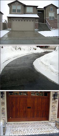 Radiant driveway heating systems in operation.