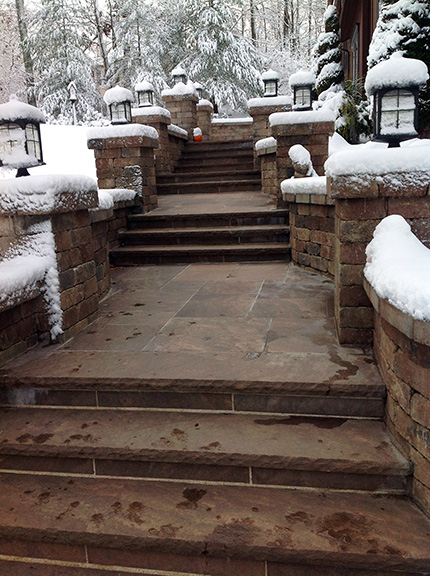 Heated steps and sidewalk.
