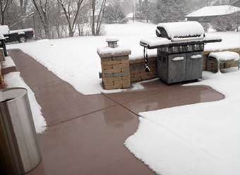 A radiant heated patio and sidewalks.