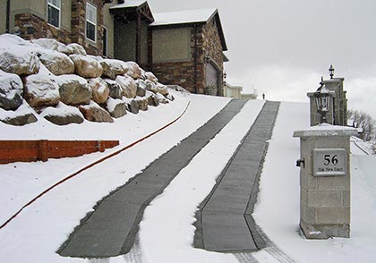 Heated driveway on steep incline.