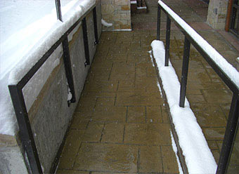 Heated sidewalk ramp.