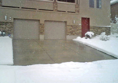 A heated concrete driveway.