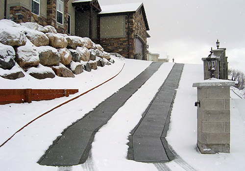 A heated driveway on an incline.