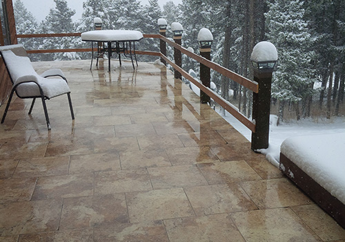 A radiant heated patio balcony.